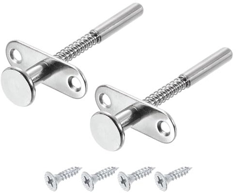 sourcing map Plunger Latches, 7x25mm/0.22x3.35inch Steel Spring-Loaded Bolt Plunger Latch for Furniture Cabinet Bed Door, 2Pcs