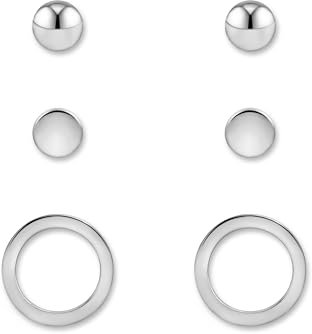 Ohrstecker Set für Damen - drei hautverträgliche Stecker Ohrringe in Silber I Ohrschmuck mit 18K Vergoldung inkl. Geschenkbox