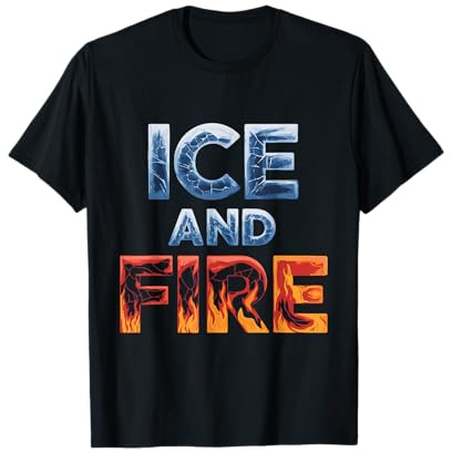Ice and Fire Kostüm für Erwachsene, Kinder, Herren, Damen, Feuer und Eis T-Shirt