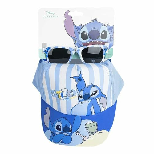 Stitch Mütze mit Sonnenbrille Set - Disney Kinder Kappe und Brille im Stitch Design