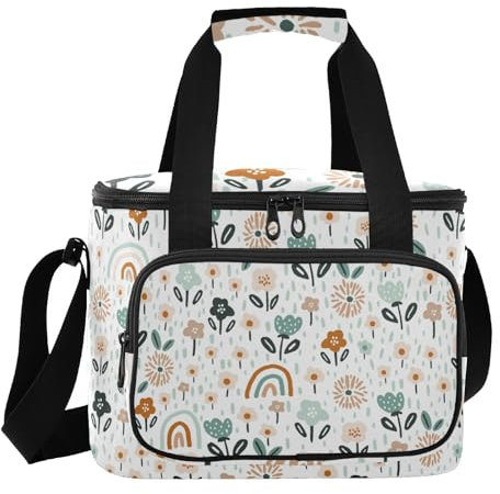 ISAOA Bolsas de almuerzo con estampado floral de arco iris para mujeres, hombres, niñas, niños, bolsas refrigerantes, reutilizables, aisladas, a prueba de fugas, bolsa de almuerzo para el trabajo,