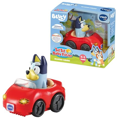 Vtech TUT TUT - Blueys Cabrio – Spielzeug-Auto mit der Originalstimme aus der Kinderserie, Musik, aufleuchtender Taste und spannenden Geräuschen – Für Kinder von 1-5 Jahren