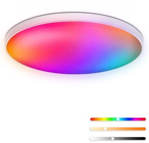 Birnetek® Lampara Techo LED 48W, Plafon RGB Redondo Regulable, 2700K-6500K, 3500LM, Compatible con Alexa, Control APP, Mando a Distancia, para Dormitorio, Salon, Cocina
