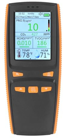 CO2 -Messgerät, PM2.5 -Alarmmonach, Echtzeitüberwachung, 2000 -mAh -Batterie, HD -LCD -Bildschirm -Handheld -CO2 -Detektor mit Temperatur, Luftfeuchtigkeit für Zuhause, Büro
