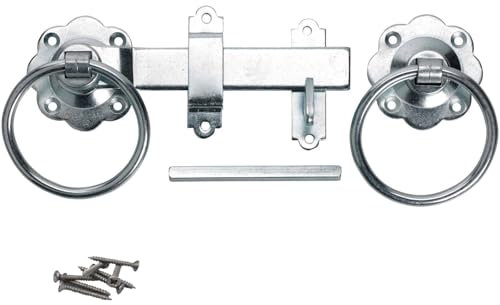 6 Ring Gate Latch - Heavy Duty 4mm Steel with 70mm Rose - Black Japanned, Galvanised or Zinc Plated (BZP) Finish - Traditional Handle for Wooden Gates, Garden Fences, Sheds (Zinc Plated (BZP))