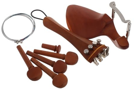 Violin Zubehör Satz 1 Satz und Metall für Anfänger | Kaffee Farbton, Stabile Klangqualität, Einfache Montage, für Profis und Einsteiger, Passend für 4/4-modelle