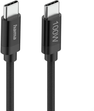Hama USB C auf USB C Kabel, 100W, 1,5m, für extrem schnelles Laden | USB C Kabel schwarz, Schnellladekabel für Smartphone, Tablet, Laptop, High Speed Datenübertragung mit 480 Mbit/s, robust