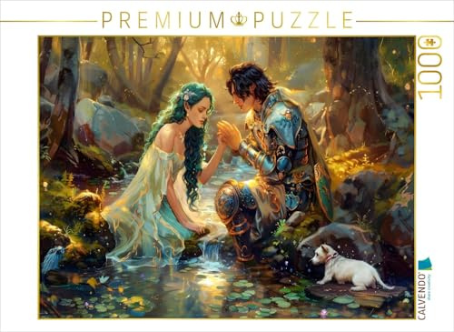 Puzzle · EIN Motiv aus dem Kalender Bücher, Liebe und EIN Kleiner Hund | Beim Flüstern des Wassers begegnet Undine dem Ritter · Zwei Welten… · 1000 Teile · Lege-Größe 64 × 48 cm · CALVENDO Puzzle
