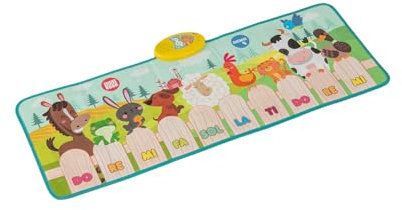 RELAX4LIFE Tappeto Musicale per Bambini, Pianoforte a Terra per Bambini Piccoli con 10 Suoni di Animali, 10 Tasti e 10 Canzoni Incorporate, Giocattolo Educativo Sensoriale Regalo per Ragazzi e Ragazze