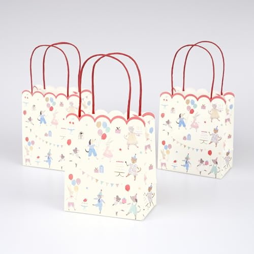 Meri Meri Animal Friends Papier-Partytüten (8 Stück), Partytüten mit gedrehten Papiergriffen, Geburtstagspartys, Babypartys