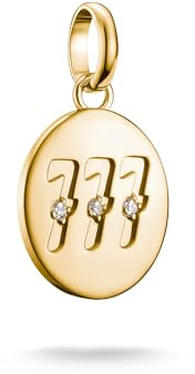 Thomas Sabo Charm pendant angel number 777 with stones Connect gold-plated 18-carat Gold-plating, Recycled 925 Silver
