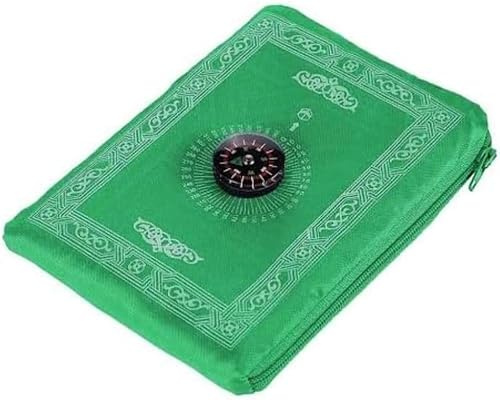 ORCHIDS Portable Travel Prayer Mat with Qibla Compass – Waterproof, Lightweight, Pocket Size – Ideal for Ramadan, Eid, Hajj, Umrah – 100x60cm(Light Green)