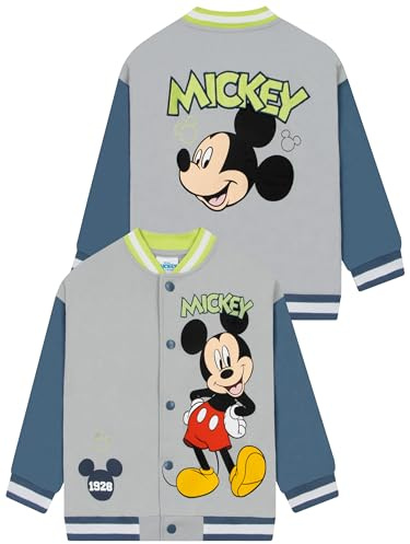 Disney Mickey Mouse Boys Bomber Jacket, Mickey Boys Jacket, Cotton Baseball Jackets For Summer, Grey 3-4 Years