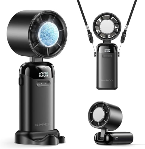 KIMMOO Ventilatore portatile portatile con refrigeratore per ghiaccio, potente 21000 giri/min, velocità (1-199), fino a 14 ore di raffreddamento, ventilatore personale ricaricabile, piccoli