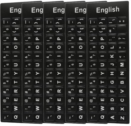 Tabanzhe 4 Pcs Keyboard Letter Stickers,English PVC Black White for Laptop | Matte Finish Universal Replacement for Desktop Notebook and Computer Keys,Easy Apply Remove,Renew Worn Lettering