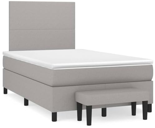Owoxanthellate Boxspringbett Hellgrau 120x190 cm mit Matratze & Bank Kompakter Gästebett Klappsofa Ersatz for Schlafzimmer Jugendzimmer Gästezimmer