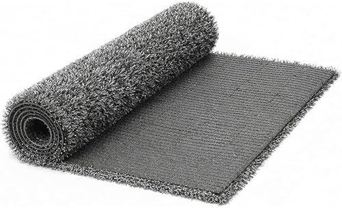 Internethandel Pfordt Kunstrasen Hochflor Star Grau 300x200 cm, 25 mm | dichte Struktur mit angenehmem Laufgefühl, Ablauflöchern und 27 mm Gesamthöhe für Balkon, Terrasse, Garten und Wintergarten