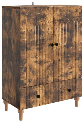 vidaXL Sideboard Geräucherte Eiche 66 x 34,5 x 95 cm Holzwerkstoff, Moderner Sideboard, rechteckige Aufbewahrungseinheit, viel Platz im Wohnzimmer, zeitgemäßes Möbelstück