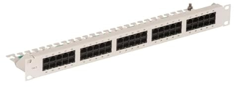 CobiNet Telefonieverteilerfeld Kat.3, 50x RJ45, 19 1HE, ohne V-Kanal, Lichtgrau, Verzinktes Stahlblech, 120554