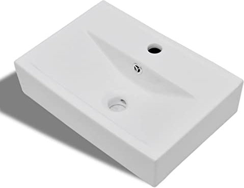 vidaXL Waschbecken Keramik Hahnloch Waschtisch Aufsatzwaschbecken Waschschale