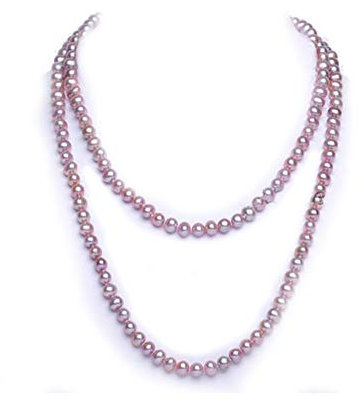 Collier de chandail de collier de perles d'eau douce cultivées rose naturel JYX 48