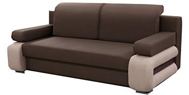 mb-moebel Modernes Sofa Schlafsofa Kippsofa mit Schlaffunktion Klappsofa Bettfunktion mit Bettkasten Couchgarnitur Couch Sofagarnitur 3er LEVIN02 (Braun + Beige)