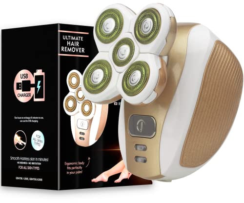 Upgrade Electric Women Hair Remover, Waterproof Painless Lady Shaver Cordless Bikini Razor Hair Trimmer Removal for Legs Face Body Lips[Rose Gold]