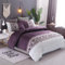 WONGS BEDDING Set di Biancheria da Letto di 3 Pezzi Elegante Motivo Stampato di Convallaria Viola Set di Copripiumino Reversibile con Chiusura a Cerniera Bianco Doppio 200x200 cm