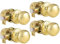 Probrico Polished Brass Passage Door Knobs Interior Door Knobs Round Door Knobs for Hall and Closet Stainless Steel Door Handles 4 Pack