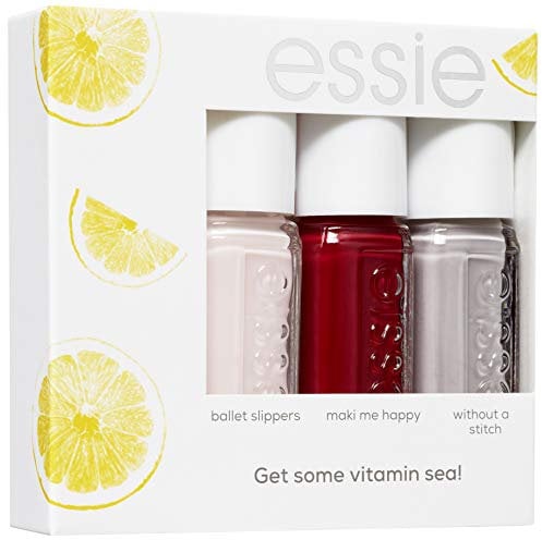 Essie - Get Some Vitamin Sea, Box of 3 Mini Nail Polishes, Ballet Slippers, Maki Me Happy and Without a Stitch – 3 x 5 ml, Total 15 ml