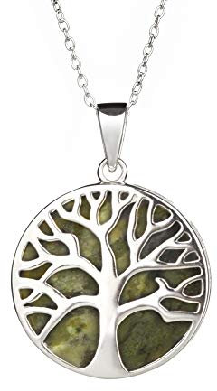 Eburya Irische Lebensbaum Kette & Anhänger aus Sterling Silber & Connemara Marmor