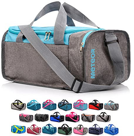 Sac de sport à bandoulière en toile - Pour homme et femme - Pour la gym, les voyages, le week-end, la piscine, le camping - Taille S, 20 L - Bleu/gris mélangé