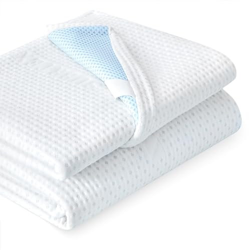 Subrtex - Coprimaterasso sfoderabile, lavabile, con cinghie regolabili, antiscivolo, in tessuto di bambù, con cerniera, colore: Bianco