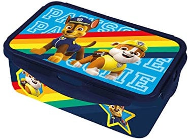 PAW PATROL P:os 29898088 PAW Patrol - Brotdose für Kinder mit 2 herausnehmbaren Einsätzen, Lunchbox aus Kunststoff mit 4 Clip-Verschlüssen, Vesperdose für Kindergarten, Schule und Freizeit