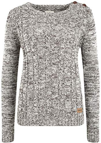 OXMO OXPhia Damen Strickpullover Grobstrick Pullover mit Rundhals-Ausschnitt 100% Baumwolle Regular fit, Größe:M, Farbe:Coffee BEA (795973)