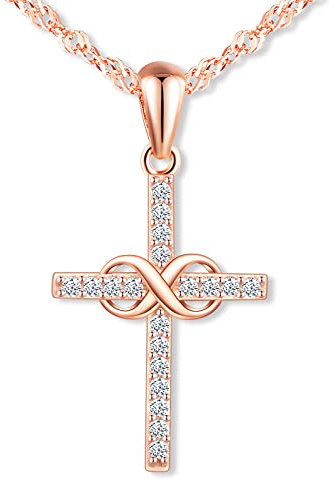 MicLee Damen 925 Sterling Silber Zirkonia Halskette Fashion Kreuz Unendlichkeit Zeichen Infinity Anhänger Kette mit Geschenkbeutel Super Geschenk für Paar Pärchen Mutter Tochter