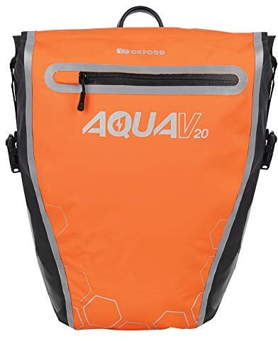 Oxford Unisex Aqua V20 20L Fahrrad Gepäckträgertasche Wasserdicht Fahrrad Rücksitz Kofferraumtasche für Radfahren Radfahren Reisen Reiten, Orange Schwarz Silber, 20 Liter UK