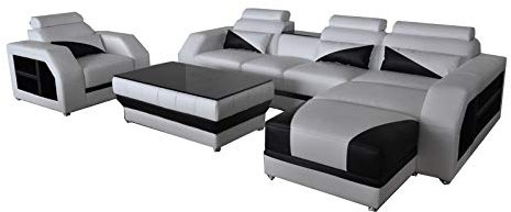 jvmoebel Leder Eck Sofa Garnitur Sofas Couchen Polster Wohnlandschaft Sessel Ecke Couch