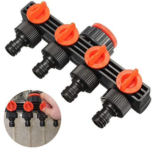 Holzsammlung Distributore d'Acqua a 4 Vie Splitter per Tubo da Giardino Connettore per Tubo da Giardino Connettore a Y Splitter per Acqua di Rubinetto