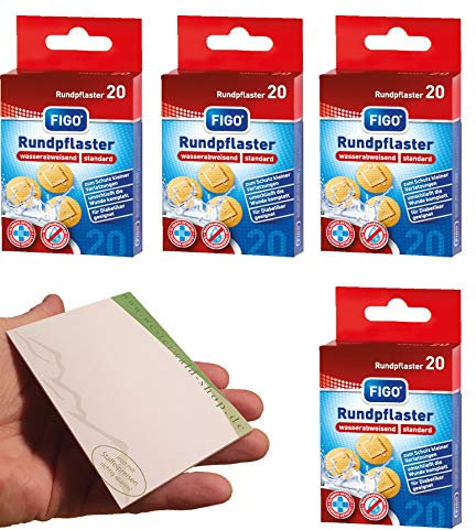 varivendo Notizblock und Figo Wund-Pflaster 20er Rund Hautfarben Rundpflaster (80 Pflaster)
