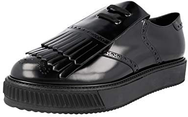 Prada Herren Schwarz gebürstetes Spazzolato Leder Business Schuhe 2EG303 055 F0002 44 EU/UK 10