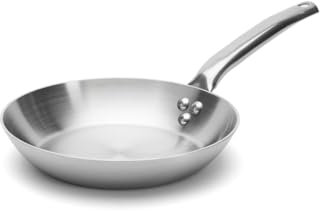 De Buyer - Poêle à frire en inox 3 couches ALCHIMY - 24 cm - Fabriquée en France, Sans PFAS, Maîtrise de la Cuisson, Inox 18/10, Tous Feux + Four, Finition Poli Brossé