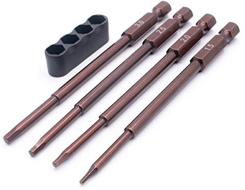 LCX Racing 4 Stück 1/4 Metrische Hex Bit Set, elektrische Schraubpistole, Bohrmaschine RC Hobby RC Modell RC LKW (1.5 2.0 2.5 3.0mm)