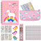 Einhorn Stifte Set(33 stück), Einhorn Notizbuch Mit Stift Set, Einhorn Schreibwaren Geschenk Set für Mädchen, Einhorn Stifte für Mädchen und Mäppchen für Mädchen Geschenk Geburtstag