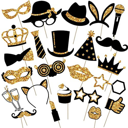 Geburtstag Foto Requisiten, Geburtstag Deko, 24 Stücke Party Foto Booth Props Verkleidung Mitbringsel Maske Party Zubehör für Erwachsene Kinder Party Dekoration