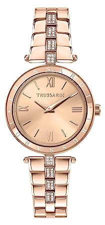Trussardi T-SHINY Orologio Donna Solo tempo in Acciaio, PVD Oro Rosa, Cristalli - R2453145509