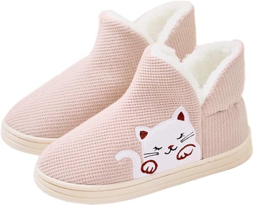 GILKUO Zapatillas Casa Mujer Invierno Altas Pantuflas Botas Peluche Piel Calentitos Botines de Estar por Casa Cerradas Comodas Caqui Talla 40 41