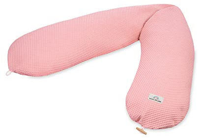 Julius Zöllner Wafffelpique Stillkissen ca. 190 cm | Füllung 42 Liter EPS-Mikroperlen | Made in Germany | Bezug aus 100% Baumwolle | Oeko-TEX® Standard 100 | Blush