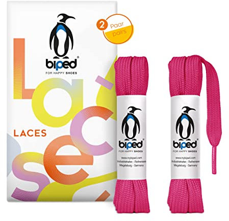 biped LACETS 2 paires de lacets plats en polyester, largeur 10 mm - lacets pour baskets et chaussures de sport - indéchirable et lavable z2913(#13 pink,180 cm)