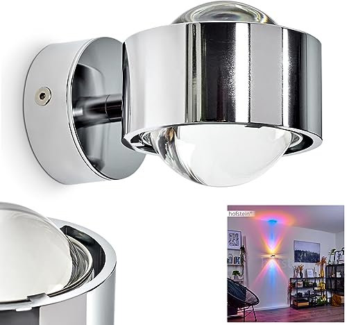 Wandleuchte Sapri, moderner Wandstrahler aus Metall/Glas in Chrom/Klar, 1 x G9, ohne Leuchtmittel, Wandspot mit tollem Lichteffekt, Up&Down Leuchte, Lieferumfang: 2 x Farbfilter blau